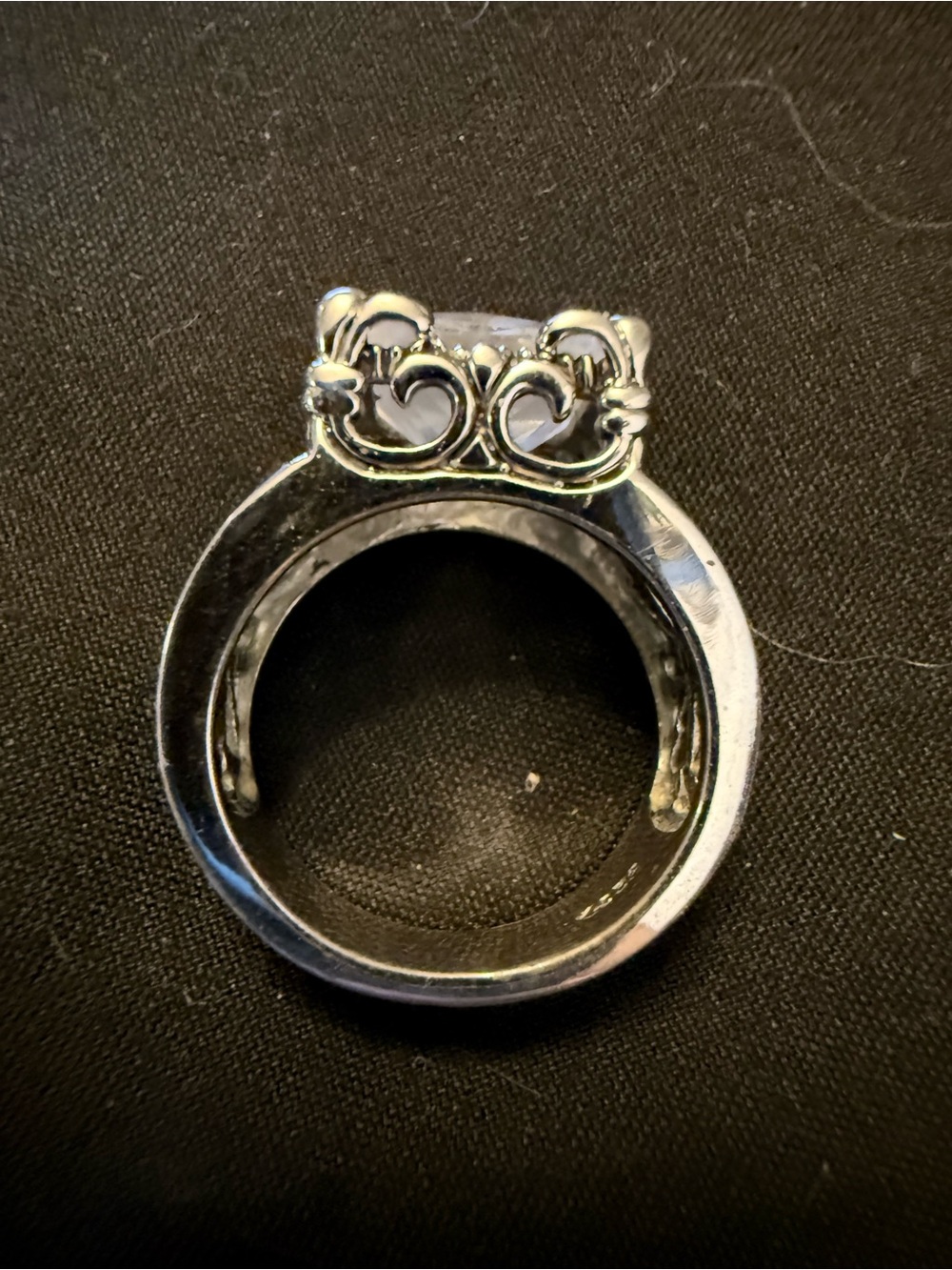 Sterling Silver Square-Cut Clear Stone Statement Ring - Picture 3 of 8